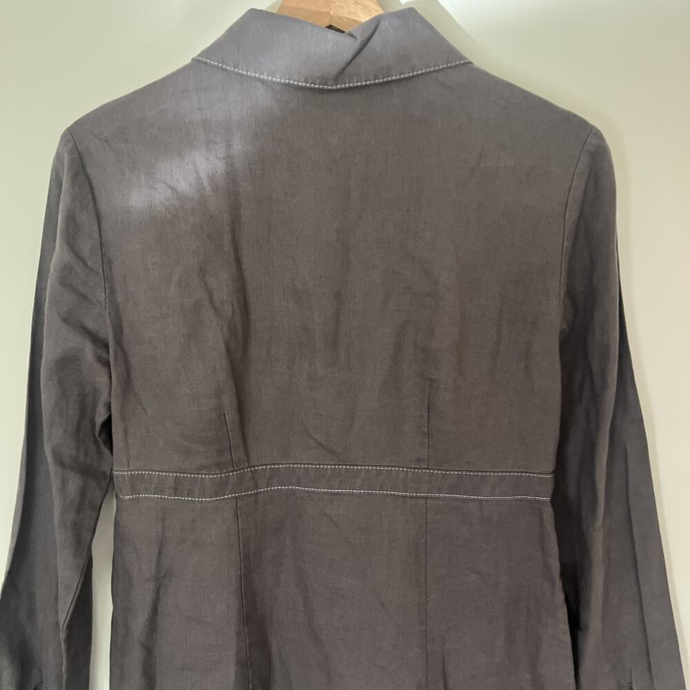 Boden Linen Tunic Size 6 Peter Pan Collar Gray Decorative Buttons - Picture 8 of 11